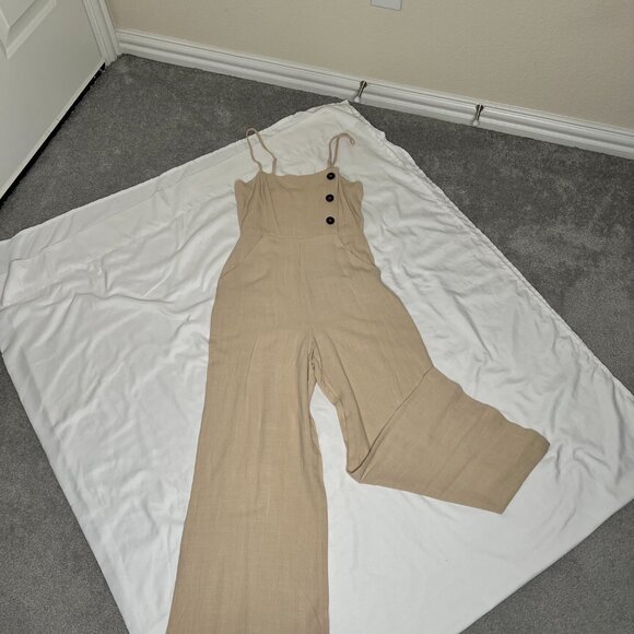 Forever 21 Women's Wideleg Jumpsuit in Taupe - US Small - Picture 2 of 9